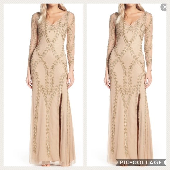 Adrianna Papell Long champagne/gold gown - Picture 2 of 11